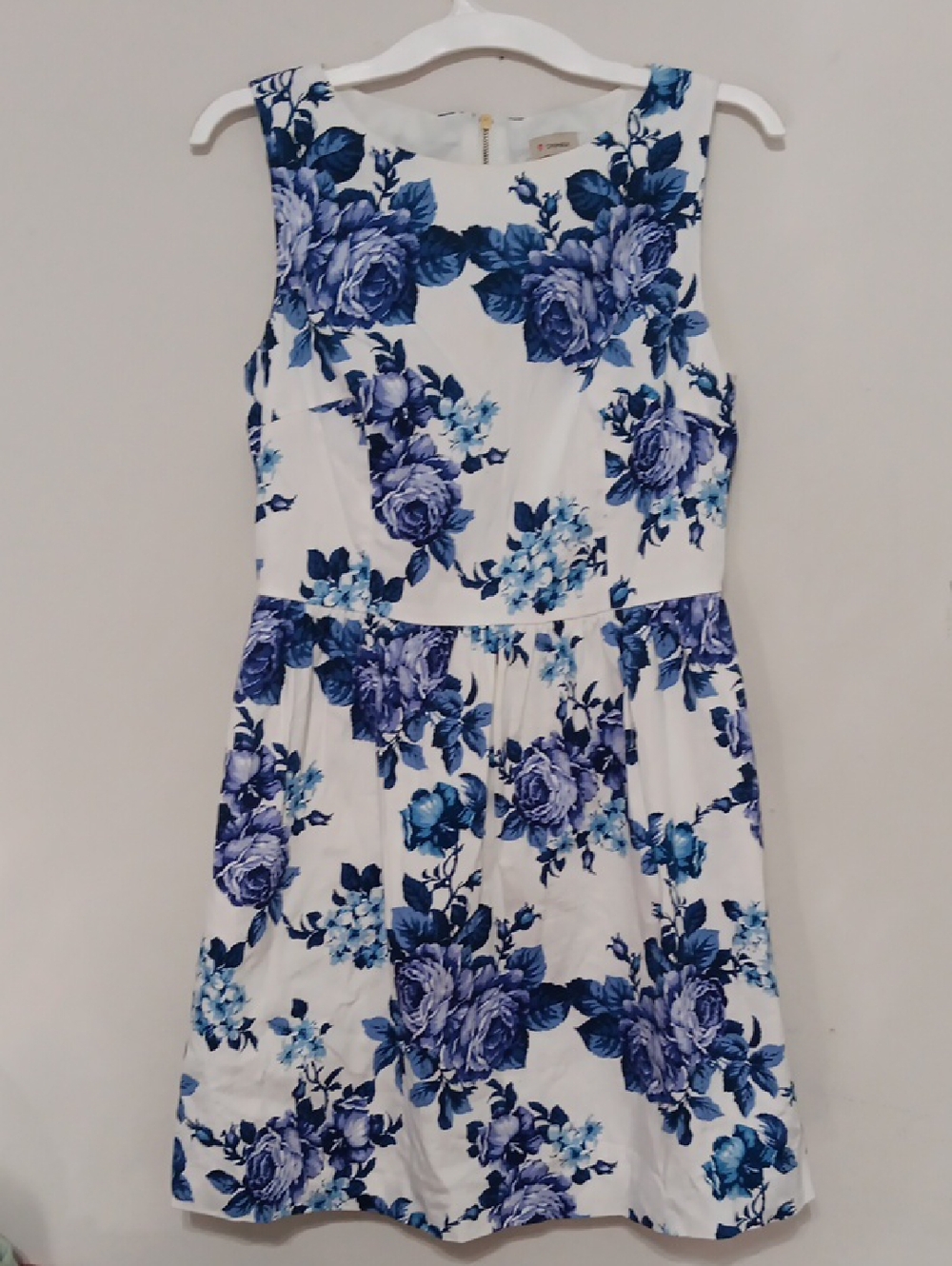 Daniel Cremieux White Dress with Blue Floral Print